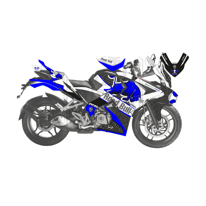 Bajaj Pulsar 2015 2022 RS200 Rtech Set di decalcomanie per kit grafico a tema bianco