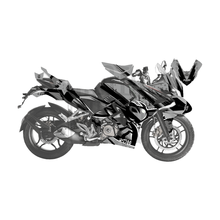 Bajaj Pulsar RS200 Grey Wasp Theme Graphic Kit Decal Wrap Set