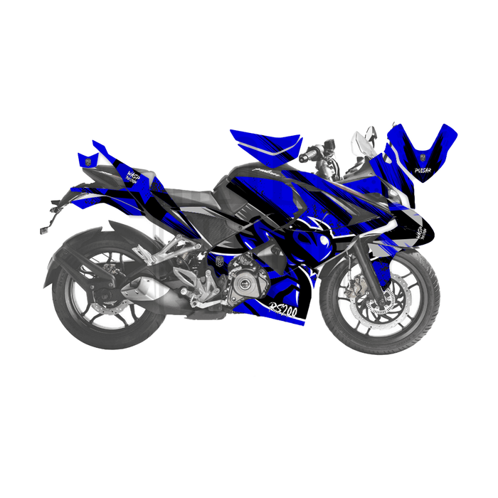 Bajaj Pulsar RS200 Grey Wasp Theme Graphic Kit Decal Wrap Set