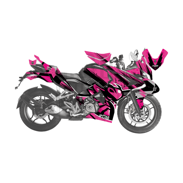Bajaj Pulsar RS200 Grey Wasp Theme Graphic Kit Decal Wrap Set