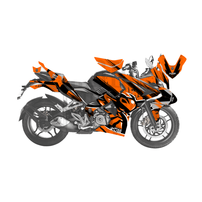 Bajaj Pulsar RS200 Grey Wasp Theme Graphic Kit Decal Wrap Set