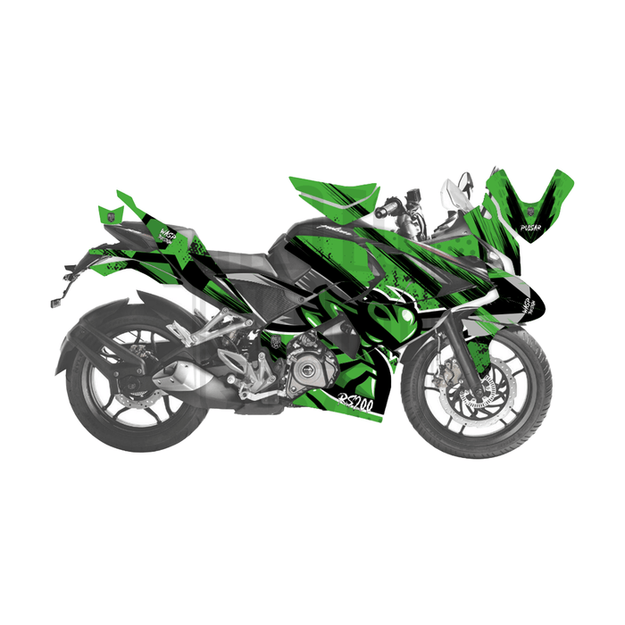 Bajaj Pulsar RS200 Grey Wasp Theme Graphic Kit Decal Wrap Set