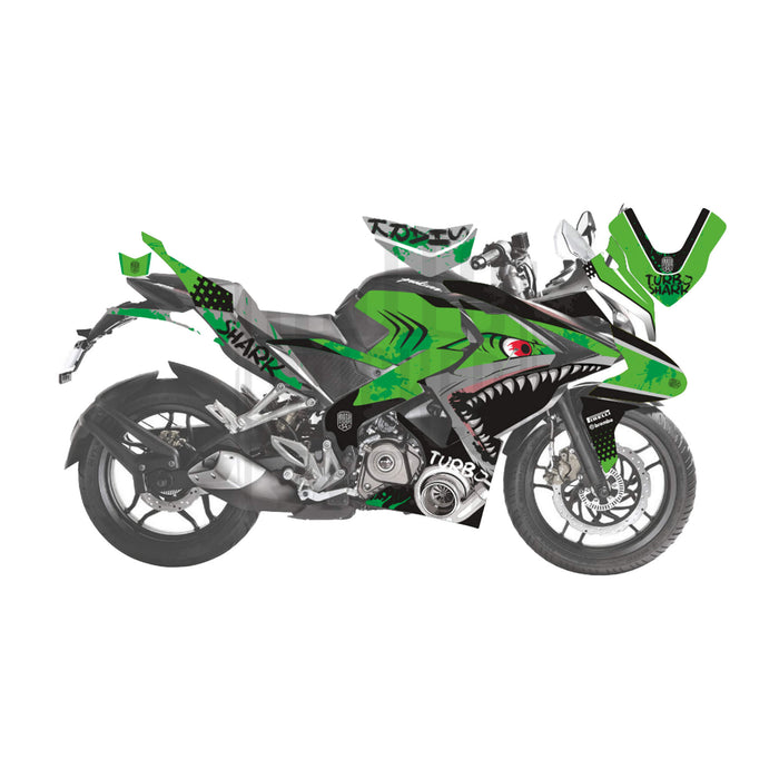 Bajaj Pulsar RS200 Turbo Shark Graphic Kit Decal Wrap Sticker Set