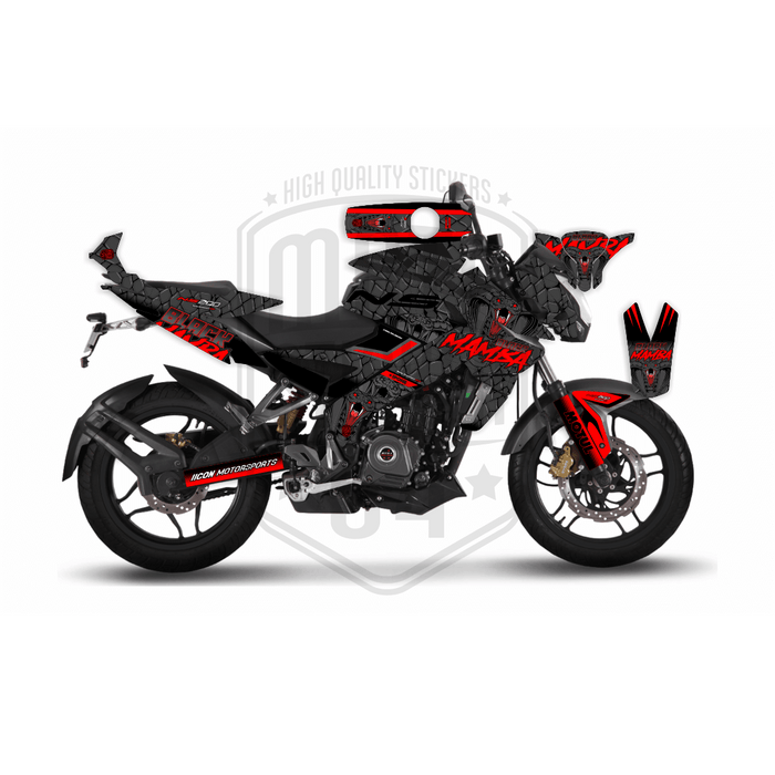 Bajaj Pulsar 2014 - 2022 NS200 Black Mamba Graphic Kit Decal Wrap Set