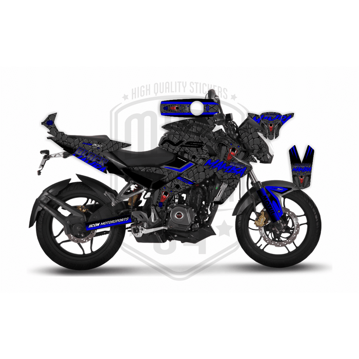 Bajaj Pulsar 2014 - 2022 NS200 Black Mamba Graphic Kit Decal Wrap Set