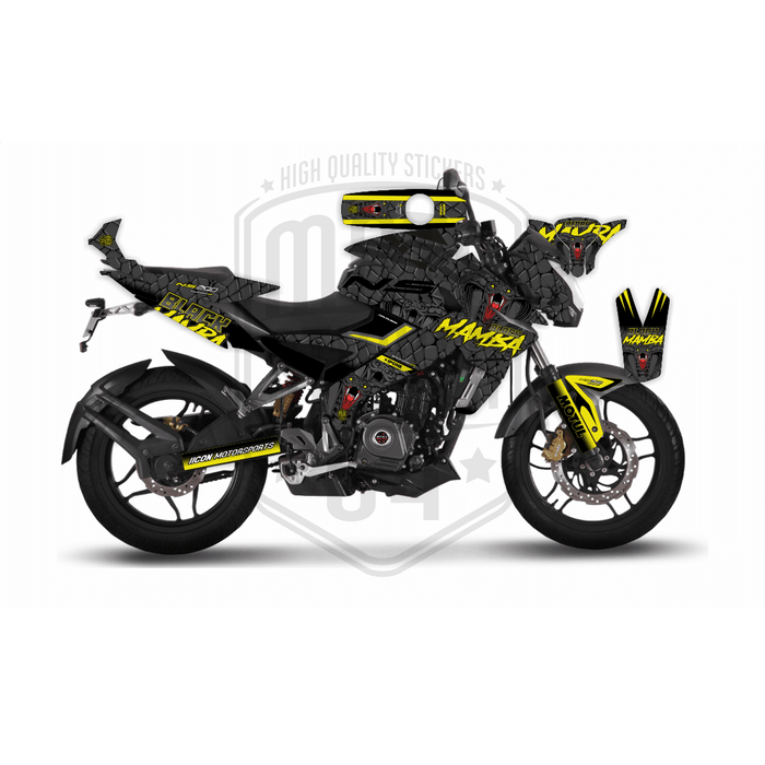 Bajaj Pulsar 2014 - 2022 NS200 Black Mamba Graphic Kit Decal Wrap Set