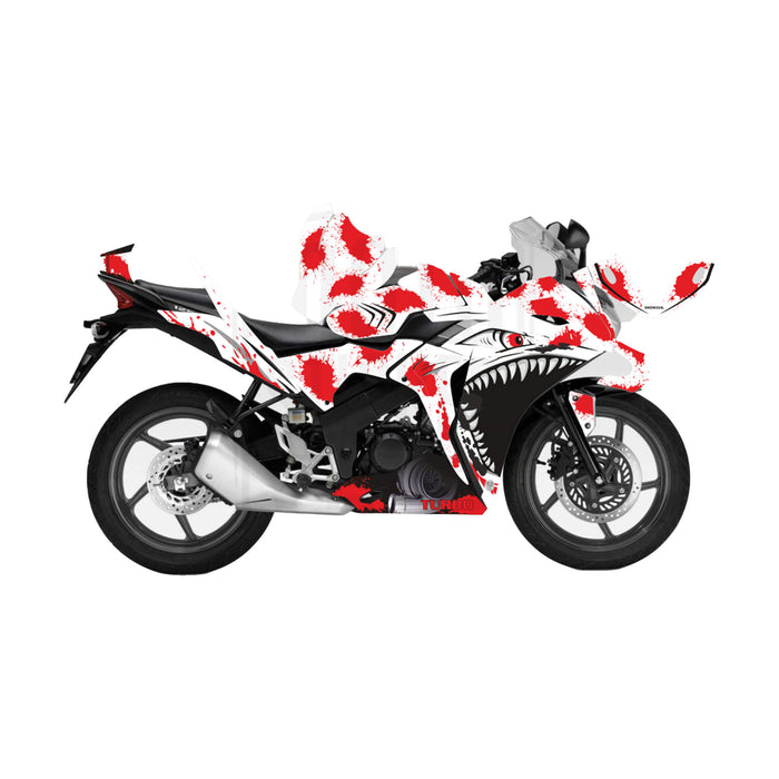 Honda CBR 125 2011-2017 Turbo Shark Theme Graphic Kit Decal Wrap Set