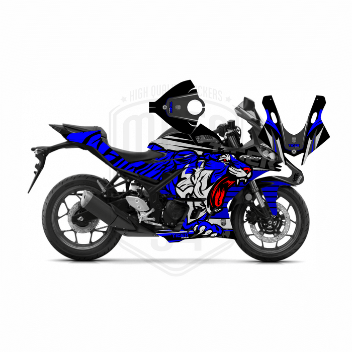 Yamaha R25 Grey Tiger Graphic Sticker Decal Wrap Kit Fits Yamaha R3 R25 2019-2022