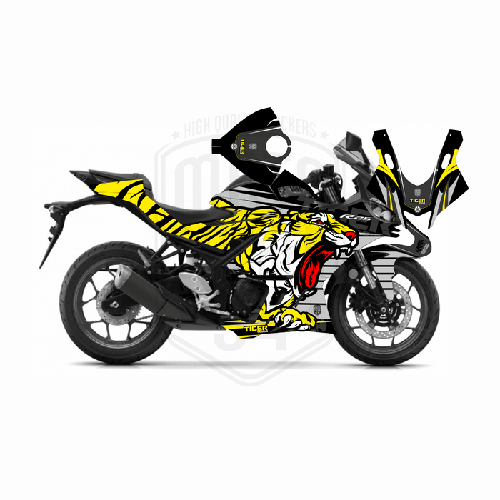 Yamaha R25 Grey Tiger Graphic Sticker Decal Wrap Kit Fits Yamaha R3 R25 2019-2022