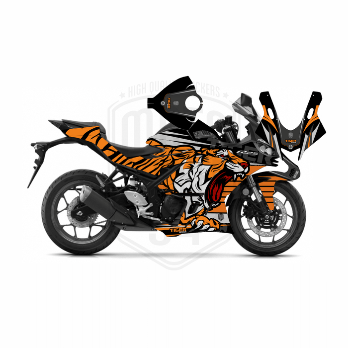 Yamaha R25 Grey Tiger Graphic Sticker Decal Wrap Kit Fits Yamaha R3 R25 2019-2022