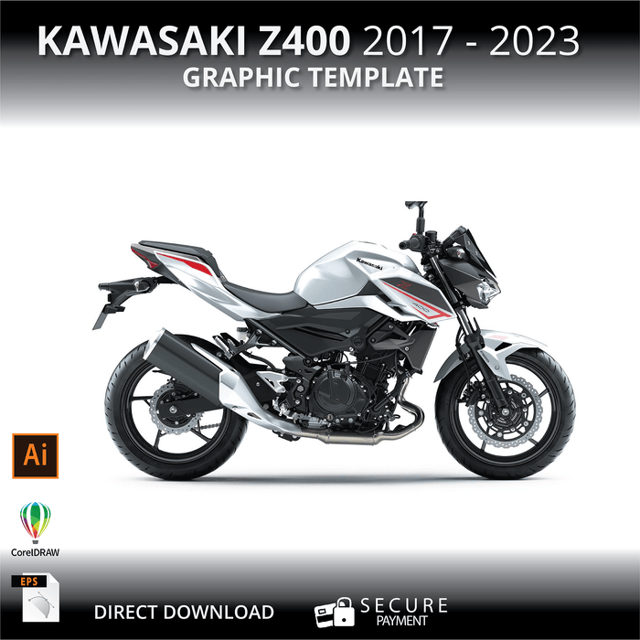 Kawasaki Z400 Motorcycle 1:1 Vector Graphic Template