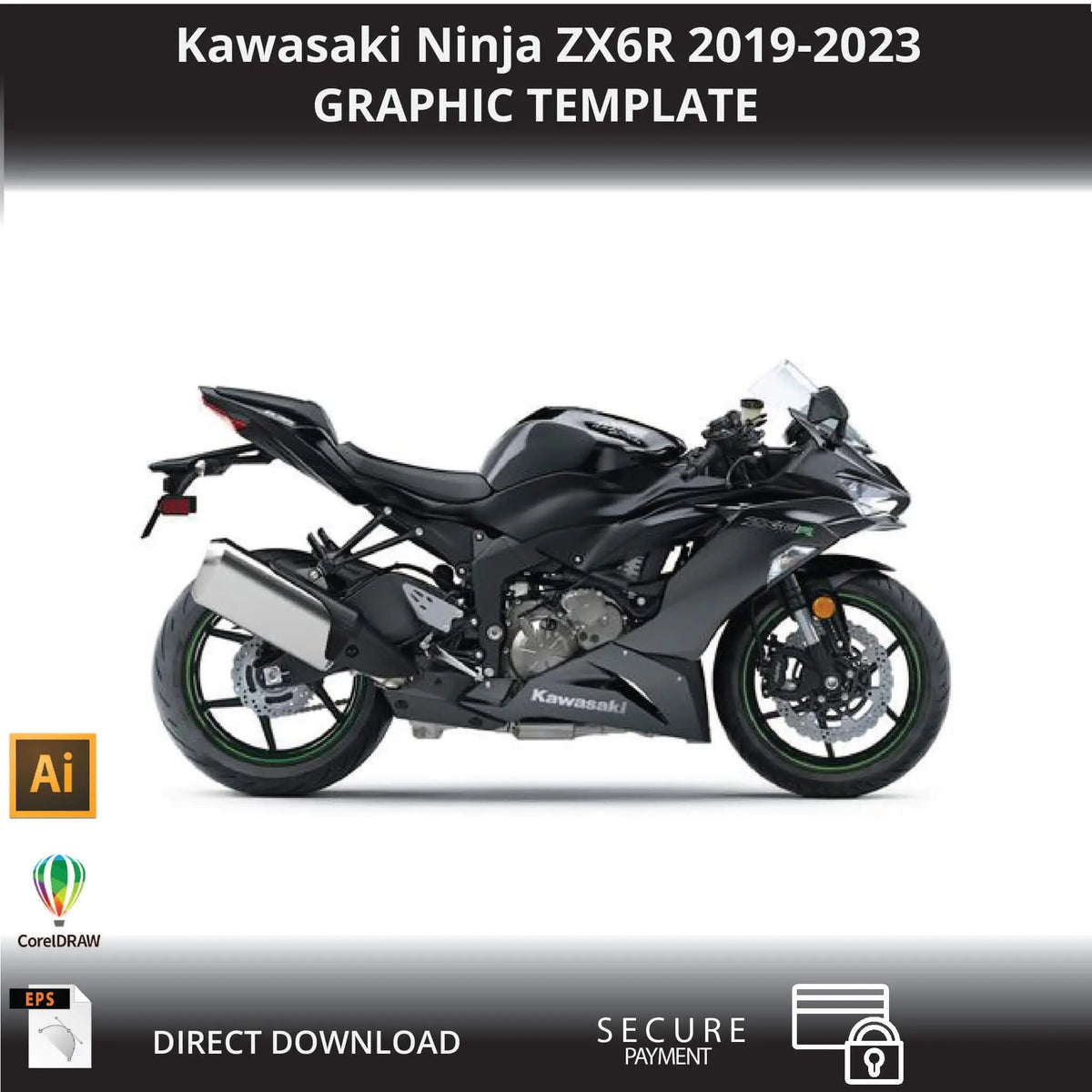 KAWASAKI NINJA ZX-6R Graphic Template 2019-2023 | Bikerz Kingdom