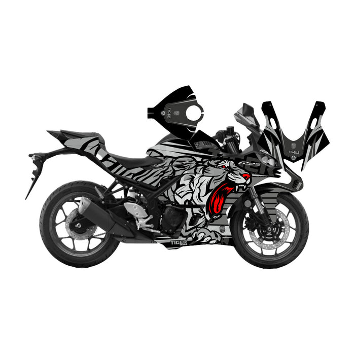 Yamaha R25 Grey Tiger Graphic Sticker Decal Wrap Kit Fits Yamaha R3 R25 2019-2022